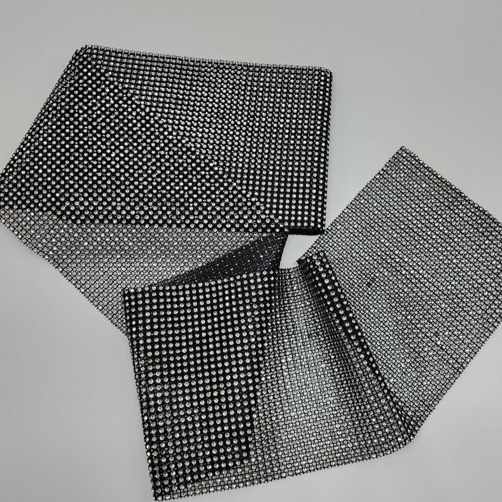 Sparkly Rhinestone Mesh Trim Ribbon For Crafts 6 Inches Wide 2 Yards 30" Long